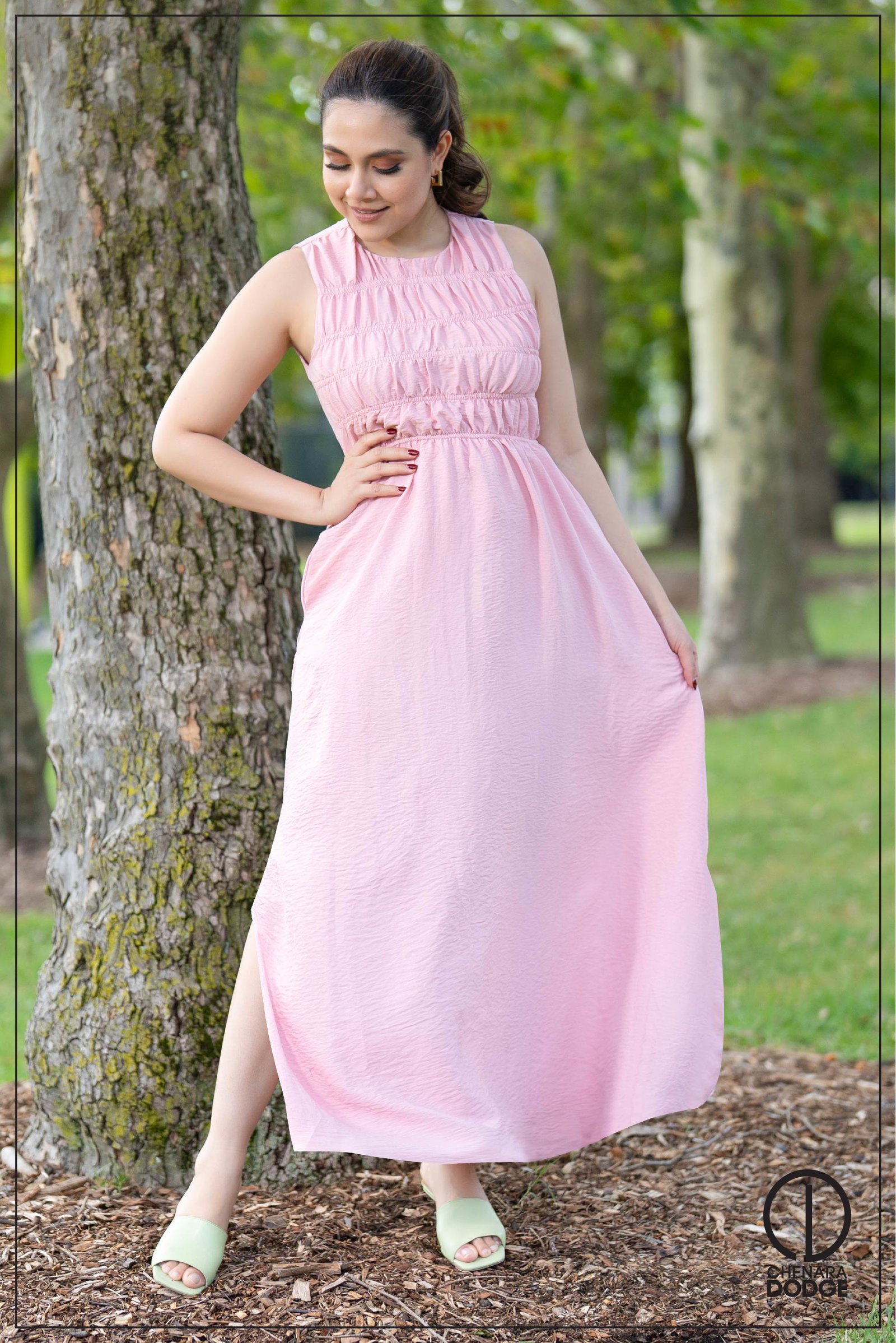 Rosebush Button-Up Open Maxi Dress
